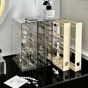1pc Clear Acrylic Jewelry Organizer Box with Lid, Dust-Proof & Anti-Tarnish Storage Display Case for Earrings, Studs, Necklaces, Bracelets