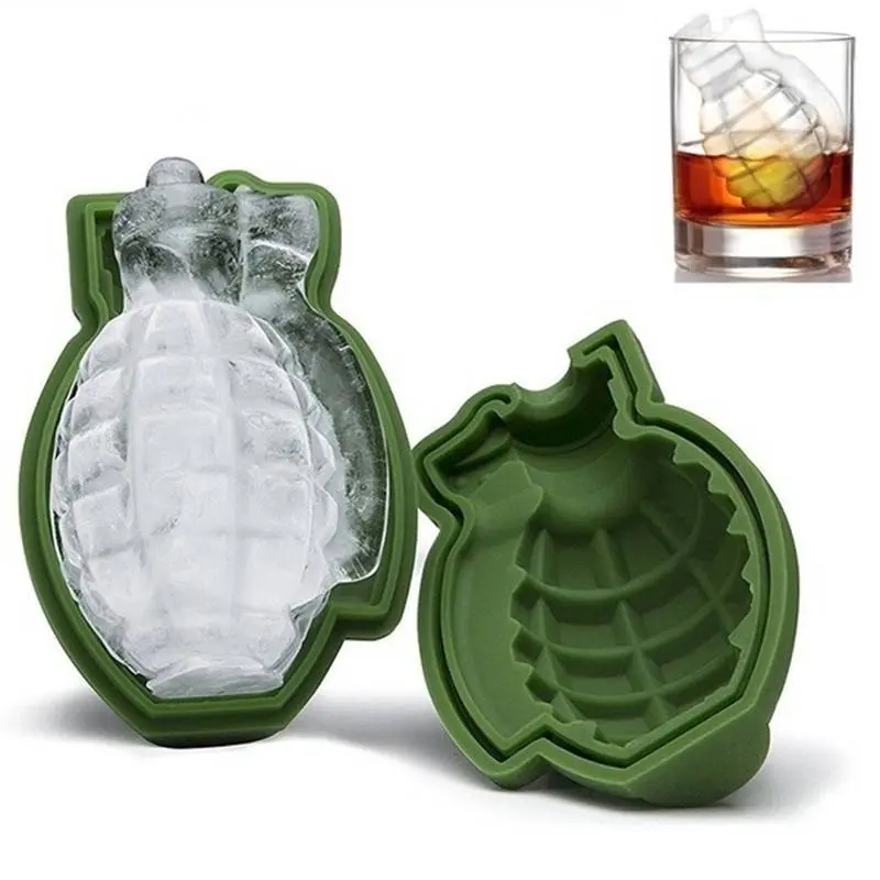 Creative Silicone Grenade Shaped Ice Making Mold, 1 Count 3D Ice Making Mold, Ice Cream Making Mold, Army Green Kitchen Utensils & Gadgets, Ice Molds