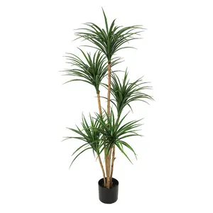 Lifelike Fake Dracaena Plant, Multi-Size (4ft-5ft-6ft) Lightweight Faux Ornament with Decorative Fruit, Indoor Natural-Look Decor for Home & Office, Lifelike Fake Plant