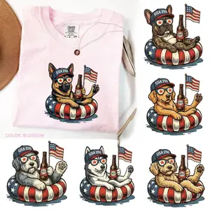 Comfort Color BLOSSOM USA 250 Years Dog T-Shirt, 50 Dog Breeds Available, Funny 4th of July Beer Dog Tee, Patriotic Dog Lover Shirt, American Flag Puppy Tee, Independence Day Gift