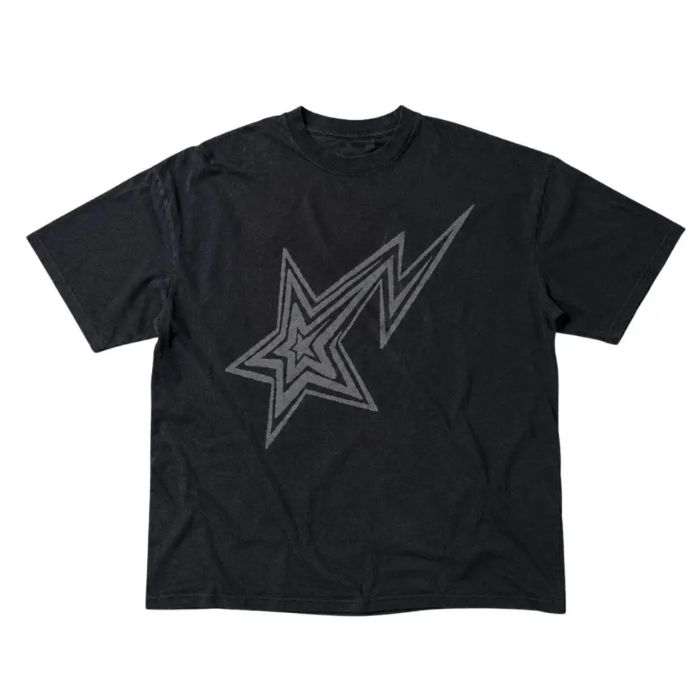 Lightning Star Graphic T-Shirt, Retro Rock Symbol Tee, Minimal Alternative Streetwear, Unisex Gift for Music Lovers