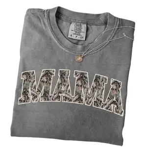 Comfort Colors Hunting Mama T-Shirt, Camo Mama TShirt, Mother's Day Gift, Camouflage Mama T-Shirt, Varsity Mama Shirt, Retro Mam Shirt - SoftHype Apparel