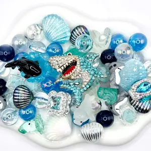 Shark Week, Resin and Acrylic Beads & Charms Mix for DIY Beaded Pens Keychains Phone Chains Sun Catcher Car Hanger and Other DIY Jewelry Accessories Crafts or Projects Colorful Beadable