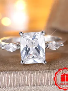 Geometric  Luxury  Band Ring  Synthetic Zirconia Inlay Luxury Exquisite Elegant Retro Mysterious Fashion Stackable Design Engagement Ring Daily Wear Jewelry Accessory for All Seasons for Women & Girls
