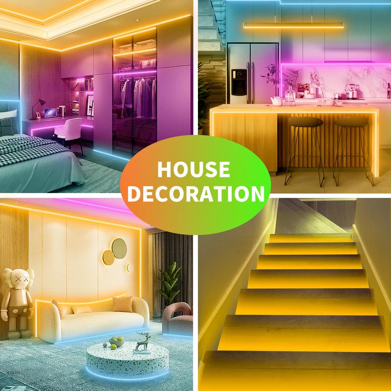 200FT 100FT 50FT Smart Led Strip Lights RGB Color Changing Time Setting Music Sync Strip Lights with both App and Remote Control for Bedroom Indoor Lighting, for Christmas Gifts