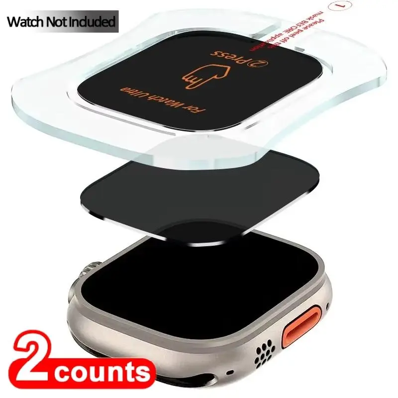 Privacy Tempered Glass Film, 2 Counts HD Clear Protective Anti-spy Screen Protector Cover, Smart Watch Accessories, Wearable Tech Accessories Compatible with Apple Watch Ultra/Ultra 2 49mm, Smartwatch Face Covers