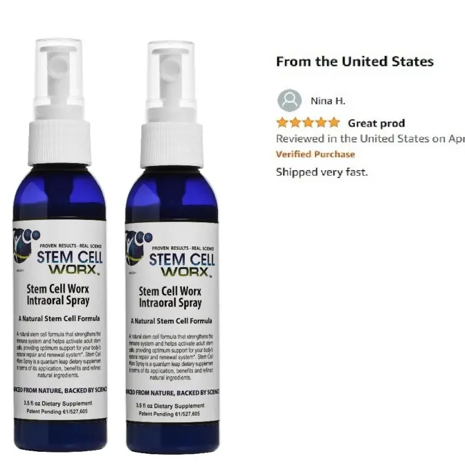 Stem Cell Worx Supplement In A Spray - Rapid Repair and Renewal After Exercise, Injury or Illness. Builds up the immune system quickly, lowers inflammation, provides joint pain relief and instant energy booster.