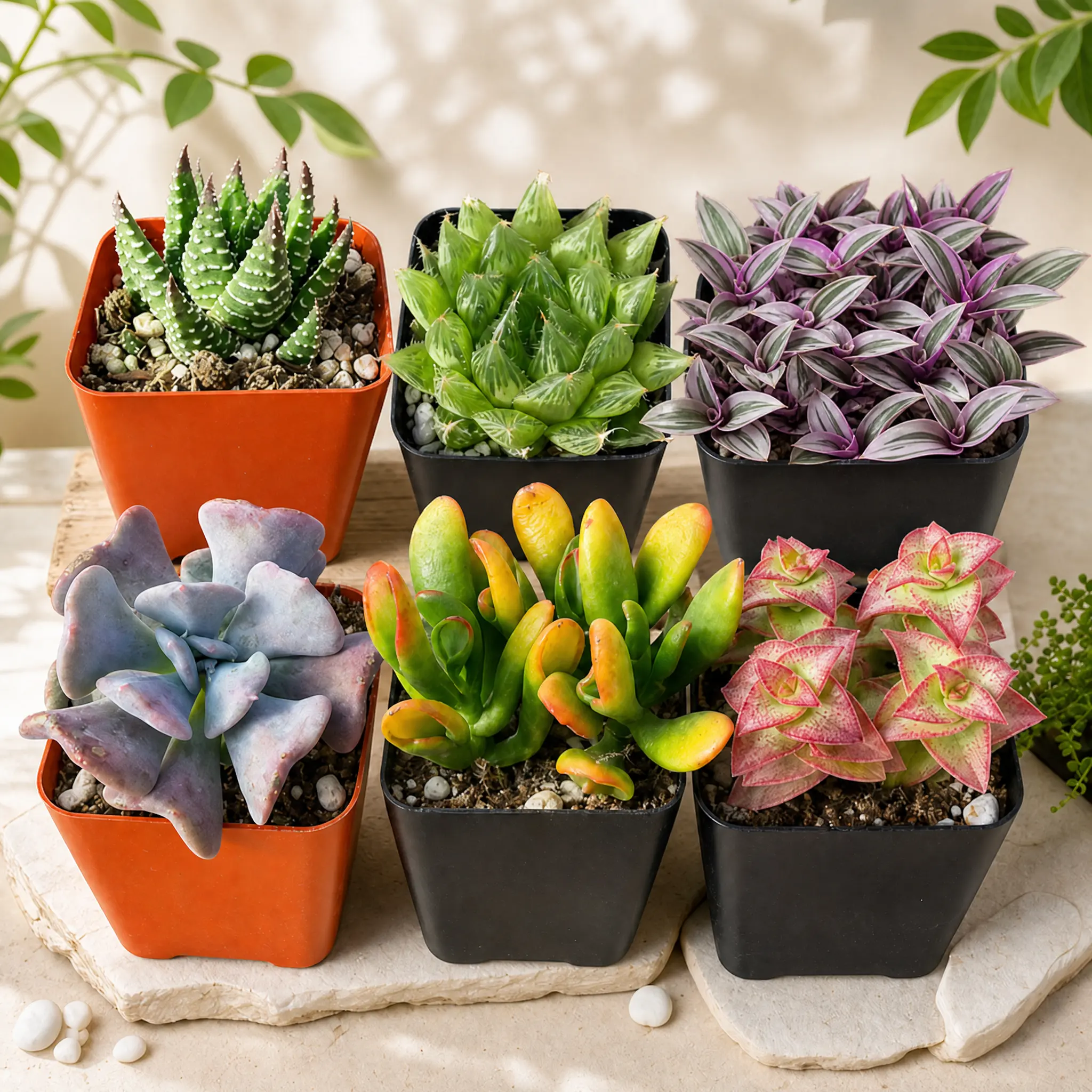 Live Succulent Variety Pack, Well Rooted Vibrant Colorful Assortment, Easy Care Beginner Friendly Home Office Desktop Decor