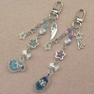 AlienStage Cosplay Keychain IVAN & TILL Star Bow Wing Pendant Gift for Trendy Lovers Plastic Material Unique Design