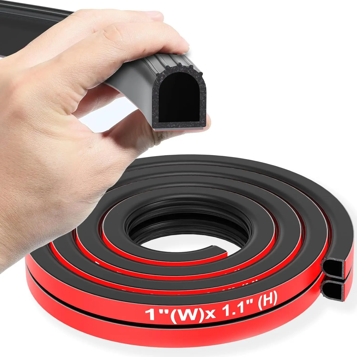Synthetic D-Shape Rubber Seal Strip - 1 inch x 1.1 inch Extra Thick Garage Door Seal with Enhanced Contact Stability for RV, Cargo Trailer Door/Window (6 ft), Weather Stripping, Boat/Rv/Trailer