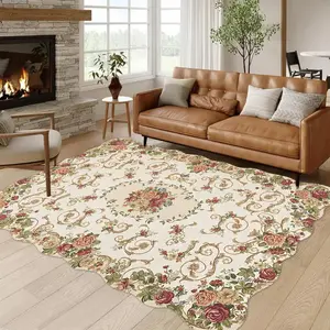 Vintage Floral Pattern Rug, 1 Count Non-slip Soft Floor Mat, Decorative Carpet for Home Living Room Bedroom, Home Decor