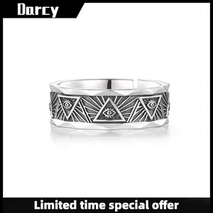 Springtok Y2K God's Eye Triangle Eye Ring Men's Women's Open Adjustable Jewelry Gift for Friends and Family