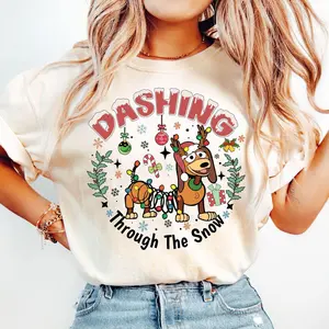 Dashing through The Snow Slink Dog Christmas Sweatshirt, Magic kingdom Toy Story Merry Christmas Sweater, Magic kingdom Family Christmas Trip Tee PCJT