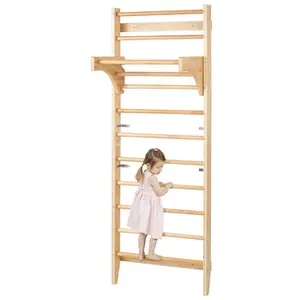 VEVOR Swedish Ladder Wall Gym, 10-Level Solid Wood Indoor Jungle Gym, 220lbs Loading Indoor Playground Climbing Ladder for Kid Adults, Gymnastic Stall Bars with Pull-Up Bar - Ideal Gift for Boys Girls