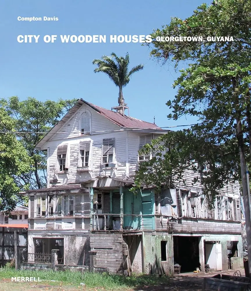 Colonial Wooden Houses Art Poster - Traditional Tropical Classical Decorative Georgetown, Guyana Architecture Print, Craftsmen Commemoration Photography, Home Decor Wall Display Visual Archive