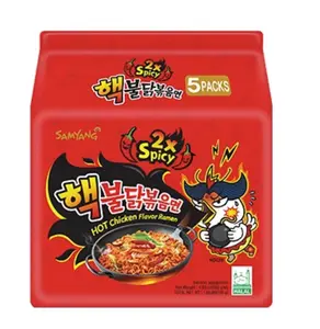 Samyang  Hot Ramen Noodles Artificial 2x Spicy Chicken Flavor Stir-Fried Ramen Noodles 5 Packs Instant Noodles with Bold Spicy Taste buldak holic,