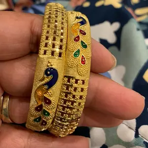 Women's Gold Plated Meenakari Bangle Set for Casual Everyday Wear - Womenswear non tarnish girlfriend accessory summer daily special gift fashion trendy woman