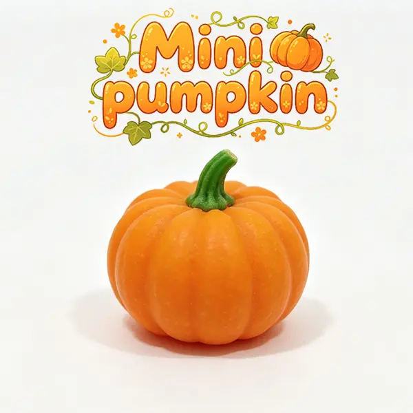 Mini Pumpkin 3D Printed Ornament for Decorations Bright Orange with Green Stem