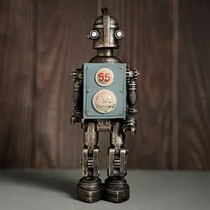 Vintage Punk Style Robot Ornament, Creative Photography Prop, Retro Home Decor, Window Shelf Display, Collectible Statue