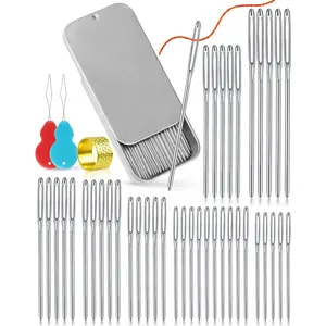 80/40 PCS Large-Eye Blunt Needles, 8 Sizes Stainless Steel Yarn Knitting Needles, Sewing Needles, Crafting Knitting Weaving Stringing Needles with Threaders for Finishing Off Crochet Projects CJ