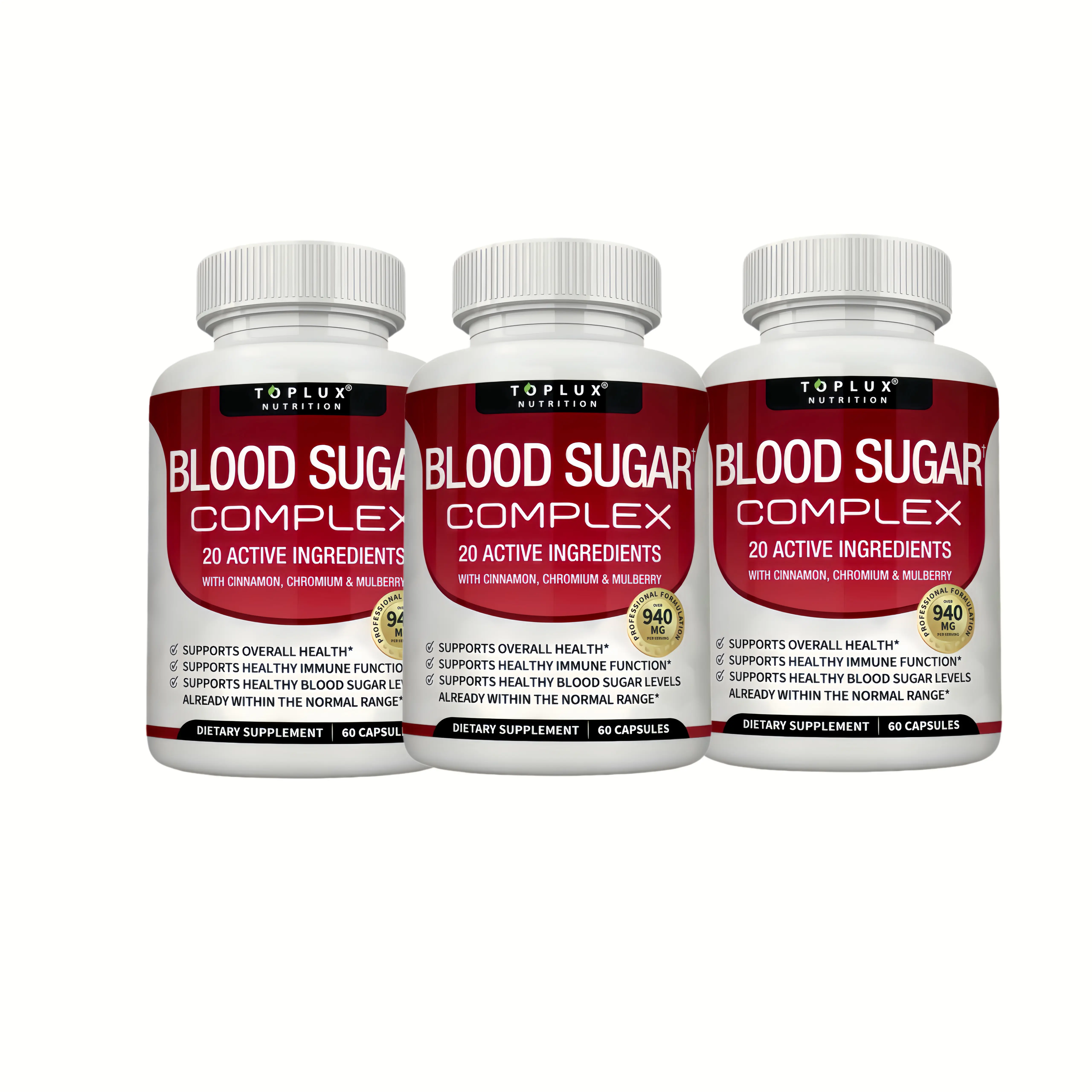 3XX-Blood Sugar Complex 20 Vitamins & Minerals Support Overall Health