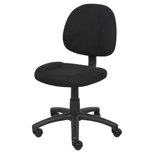 Deluxe Posture Chair Black - Boss Office Products: Armless, Swivel, Lumbar Support, Adjustable Height