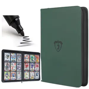 360 Slot Card Collection Album for 3x4 Inch Cards, 9 Slots Side Insert Zipper Card Case, PVC Inner Pages, Premium Leather Card Holder for Tcg/mtg/sports Cards