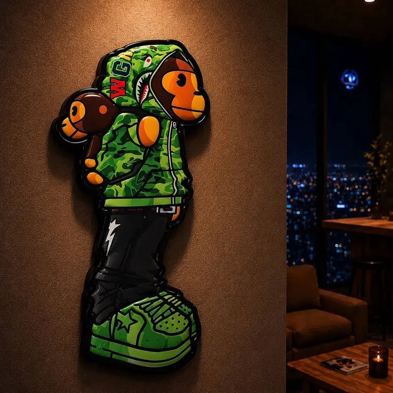 Fly Monkey Epoxy Wall Art - Stylish Indoor Home Decor, Living Room & Bedroom Accent Piece