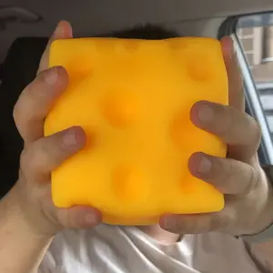 Squishy Cheese Block - Yellow, moldable fidget Toy with Squeeze Feature, Ideal for Play and Relaxation