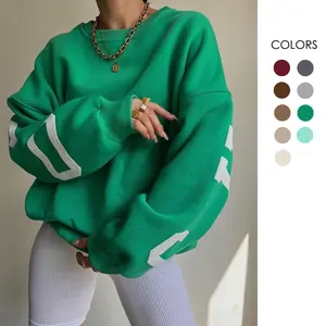2026 Spring New Women's Street Oversize Casual Fashion Letter Print Thick Versatile Crew Neck Top Long Sleeve Sweatshirt CHICAGO NEW YORK