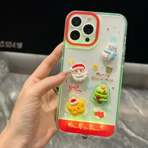 Christmas Theme 3D LED Phone Case, Santa Claus Snowman Design, Compatible with iPhone X/XR/XS MAX/11/12/13/14/15/16/17 Pro/Plus/Pro Max