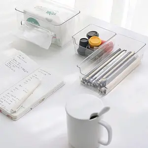 6pcs Acrylic Drawer Organizer Box Set, Cosmetic Storage Container, Desktop Junk Organization, Office Stationery Holder, Desk Makeup Organizer, Clear Storage Box