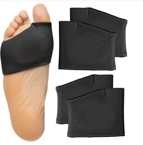 2 Pair Unisex Fabric Silicone Metatarsal Pads, Toe Separation Pads, Foot Insoles, Anti Friction Front Socks, Foot Care Tools (Large,Small) Black Aid Footwear Bedroom Shoe