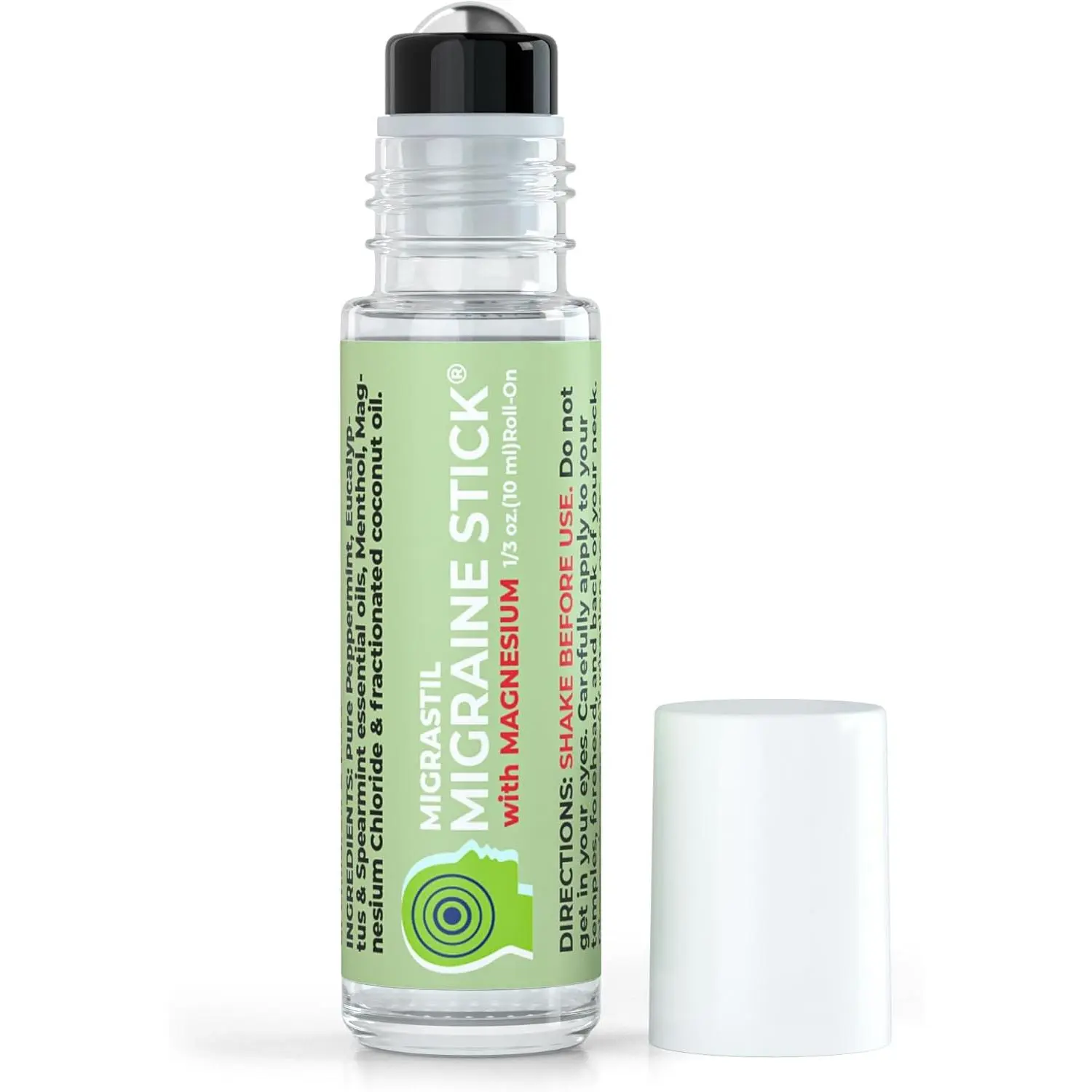 MIGRASTIL Migraine Stick with Magnesium. Cooling Peppermint Eucalyptus Essential Oil Topical Magnesium for Headache Support. Made in The USA 10 ml
