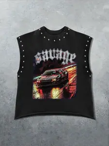 Men's Trendy Graphic Print Vest, Casual Fashion Streetwear, Sleeveless Round Neck Design, Soft Fabric, Perfect for Style Lovers