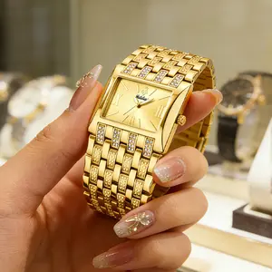 Ladies' LX1044 Watch Luxury Square Dial with Diamond Inlaid Quartz Multifunctional Classic Design Shiny Valentine's Day Gift