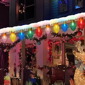 16FT  Christmas Lights,C7  Xmas String Light Christmas Outdoor Decorations Lights with 10 Large   Multicolor Bulb for Holiday  Roof Yard Garden Decorations