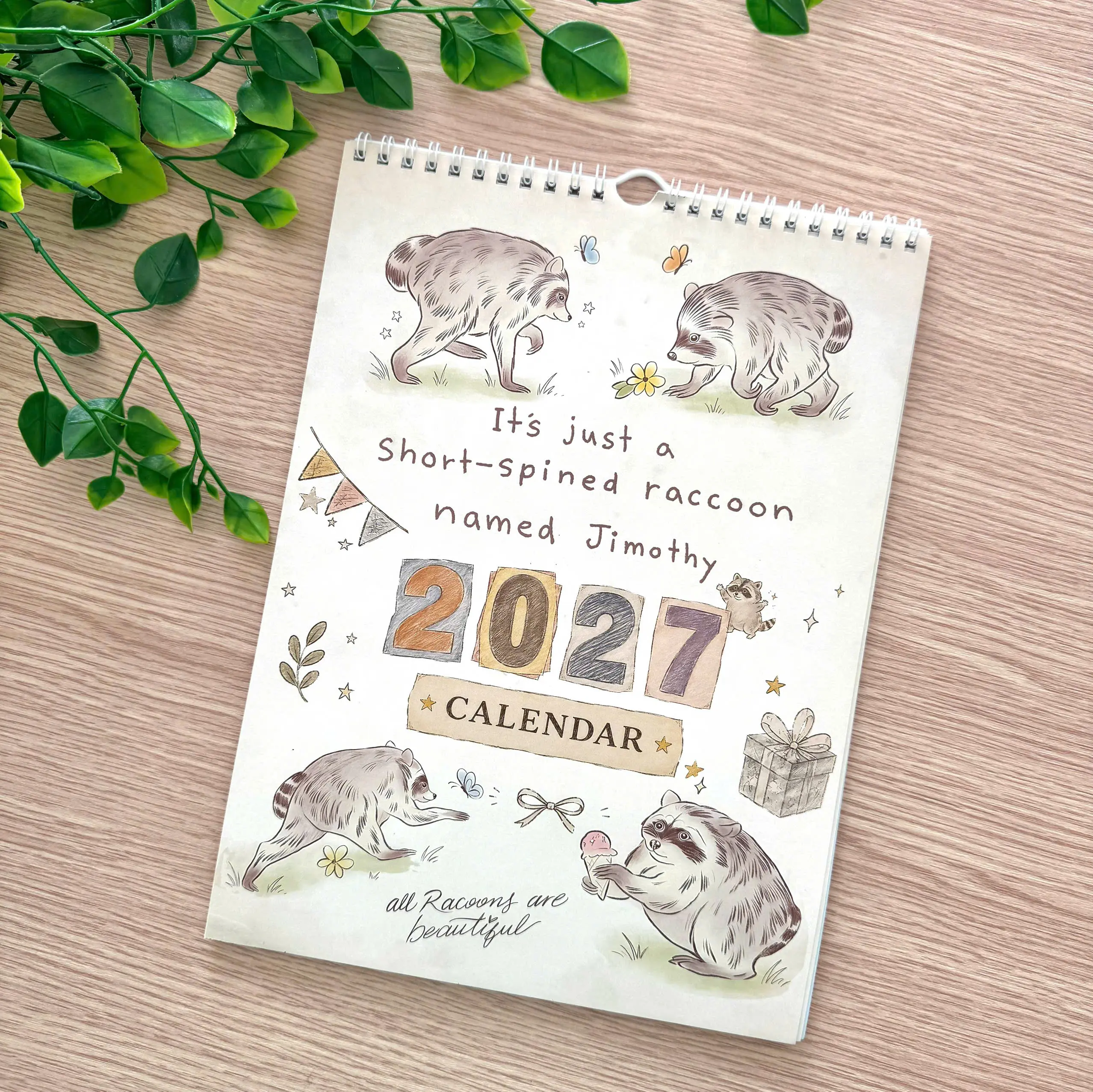 Jimothy Raccoon 2027 Wall Calendar Hanger, Gift For Fan