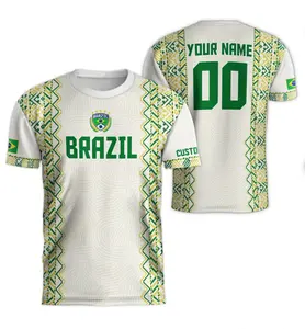 Customized Brazil Soccer Jersey 2025 - Personalized TTS 3D All Over Print T-Shirt for Men