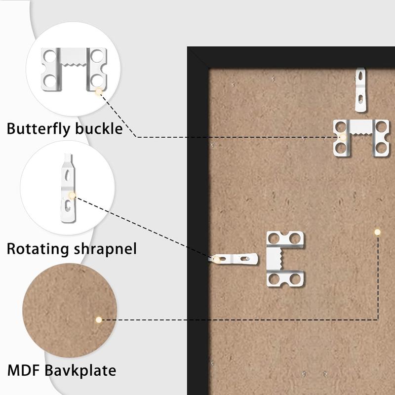 16x24 Frame Set of 3, Display Pictures 12x18 with Mat or 16 x 24 Without Mat, Poster Frames for Vertical & Horizontal Wall Hanging Display, Black