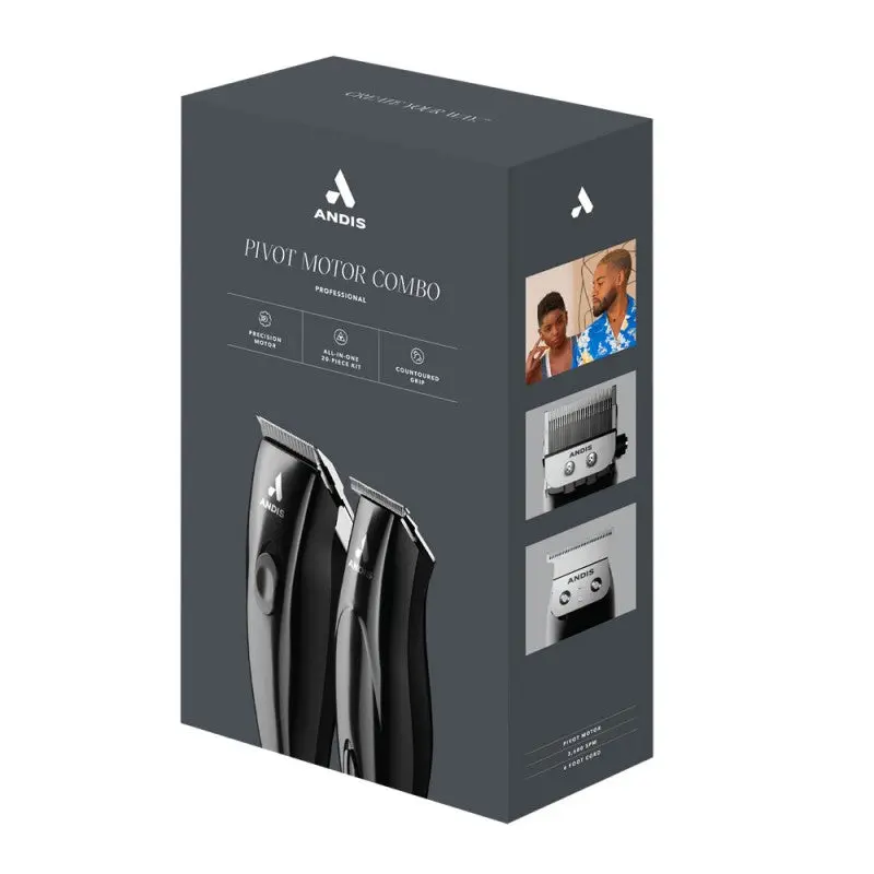 Andis PivotPro & SpeedMaster Hair Clipper and Beard Trimmer Set – Black, Professional Kit #24819 | JCAVES USA