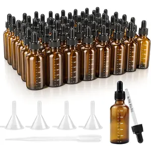 48 PCS, 2 oz Tincture Bottles with Precise Scales Dropper Bottles for Essential Oils 50ml Amber Glass Bottle with Eye Droppers, Perfumes & Lab Chemicals，Leak Proof Travel Bottle for Liquids