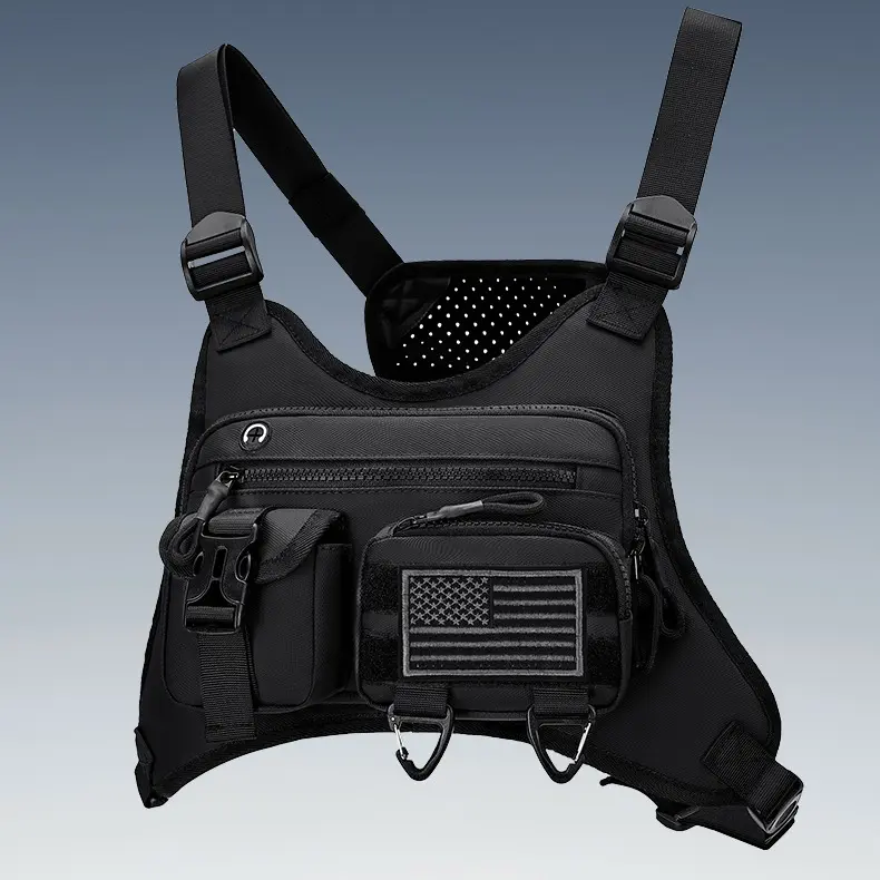 Men's Multi-Functional Waterproof Tactical Chest Vest Bag - Outdoor Belt Bag, Active Gear for Hiking, Gym Workouts, Chest Pack, Military Look