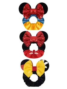 3pcs Women's Cute Velvet Glitter Bow Hairbands, Scrunchies, Dual-Use Hair Ties, Non-Tugging, Perfect for Photoshoots and Daily Wear, Multiple Styles Available