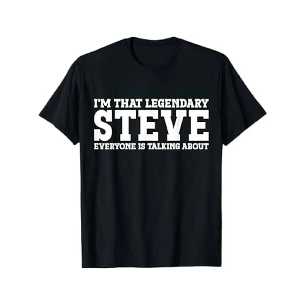 Men's 'Legendary Steve' Graphic Streetwear T-Shirt, 100% Cotton Casual Shortsleeve Crew Neck Tee