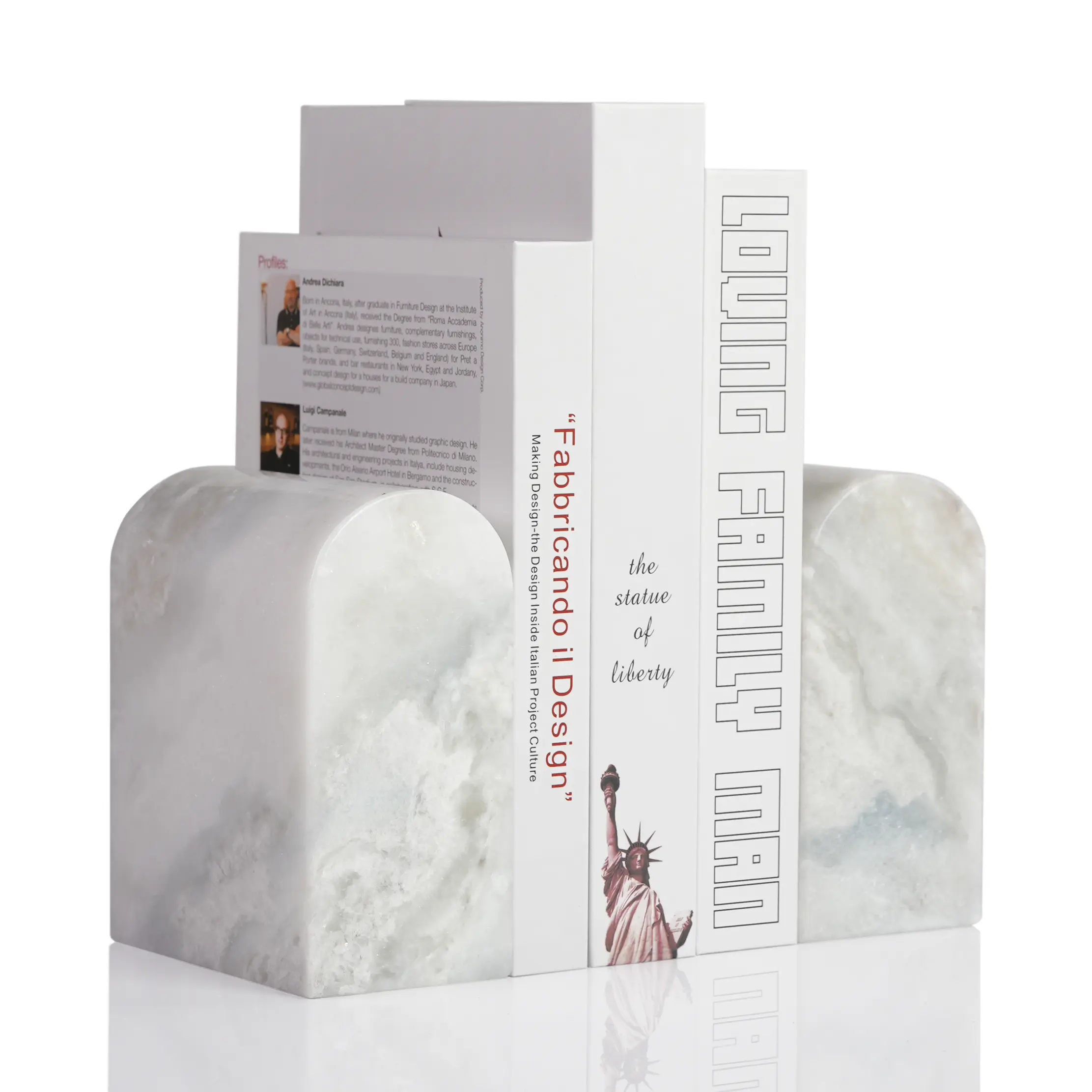 Koville Natural Marble Triumphal Arch Bookend,Bookends for Shelves, Decorative Bookends for Heavy Books, Unique Modern Natural Marble Bookends, Heavy Bookshelf Stopper, Set of 2(Nambia Fantasy)