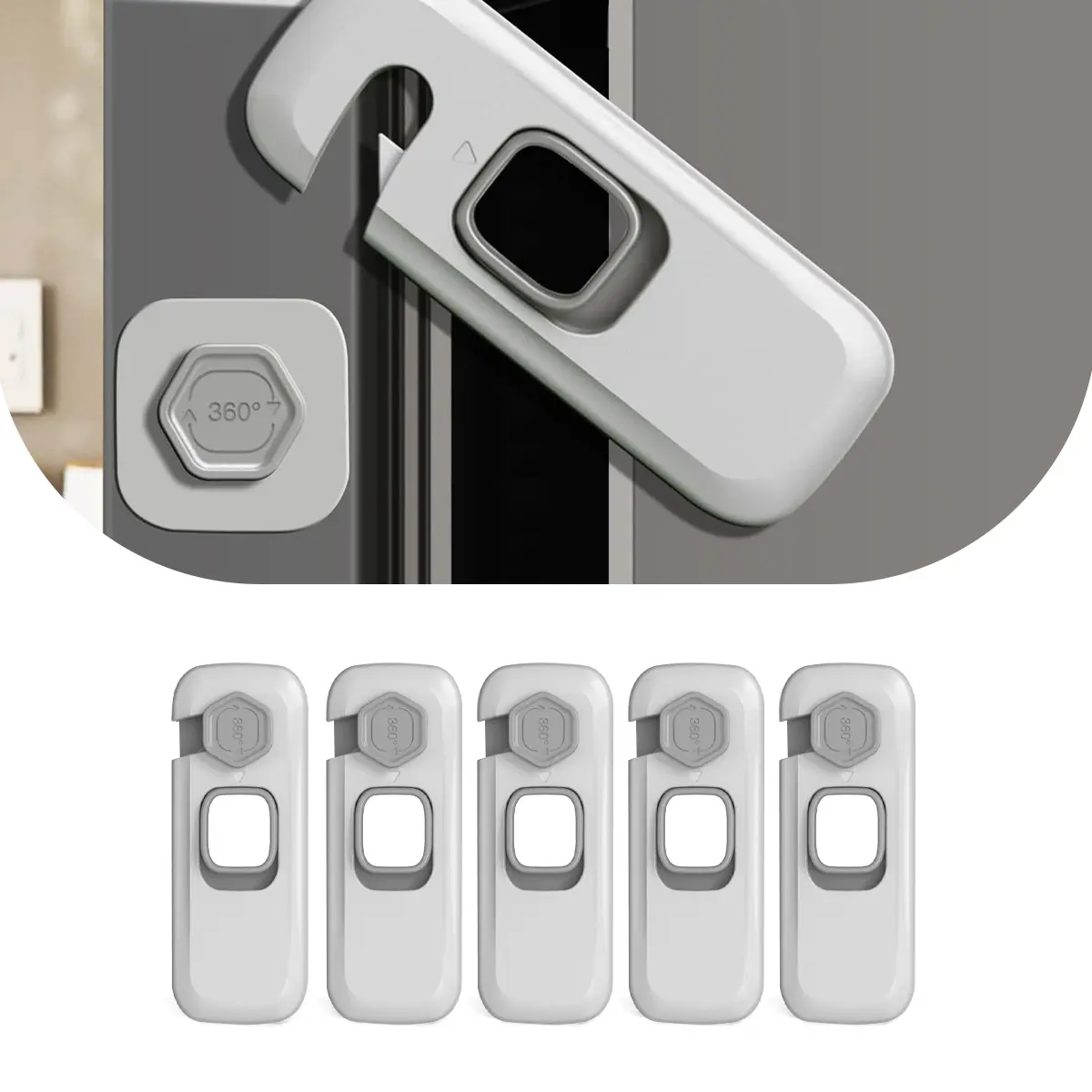 5-Pack Proof Refrigerator Lock for Fridge, Drawers, Dishwasher, Oven, and Cupboard - No Tools Needed Adhesive Locks
