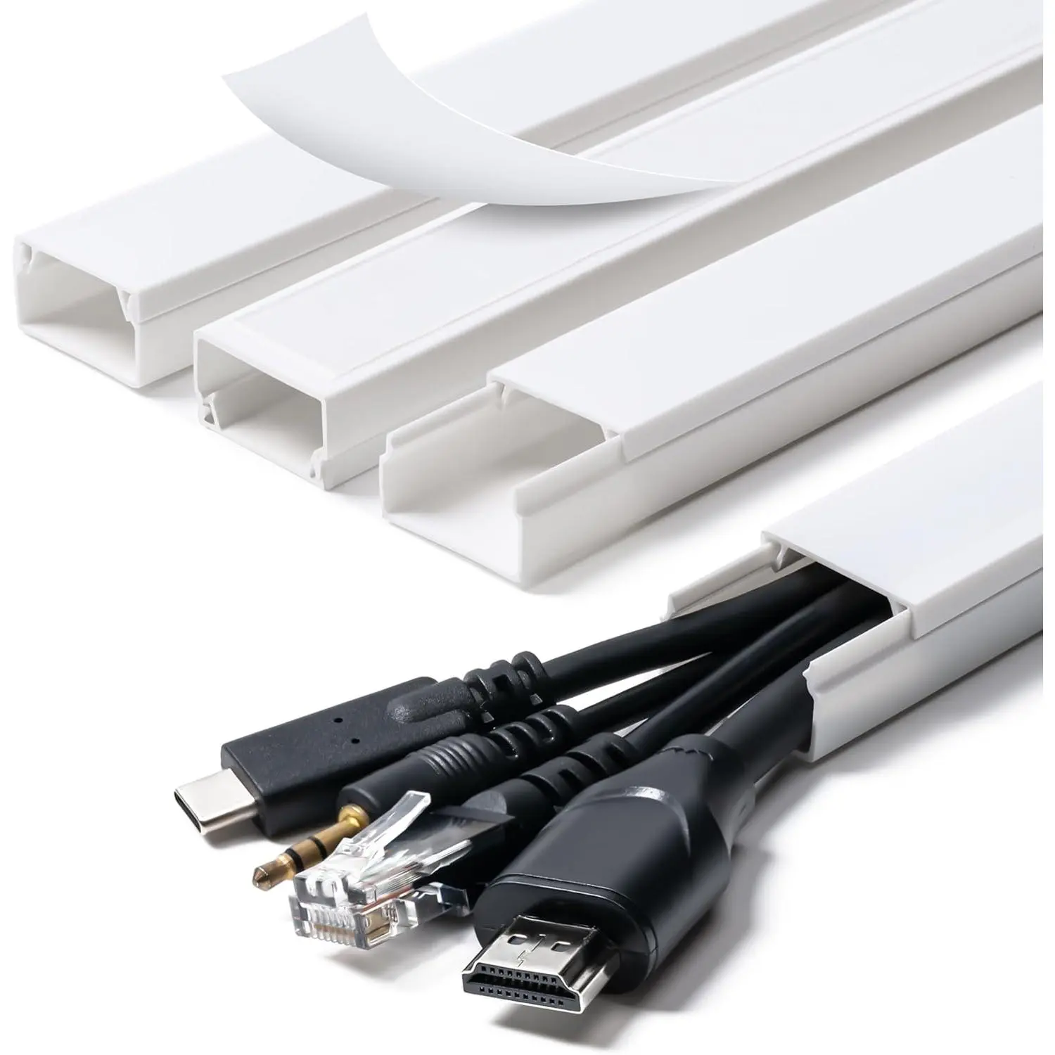 58in Cord Hider,  Hider, Cord Covers for Wires  Wall, Paintable  Cover Raceway, Wire Hiders for TV  Wall, Cord Concealer, Cord  Management, 4X L14.5 W0.96 H0.58in, White