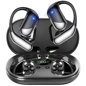 Open Ear Headphones,Over Ear Earbuds with Ergonomic Earhook,Bluetooth Headphones 5.4 with Smart Digital Display,40H Playtime,IPX6 Waterproof,Touch Control Operate Fit Cycling,Running,Workout(Black)