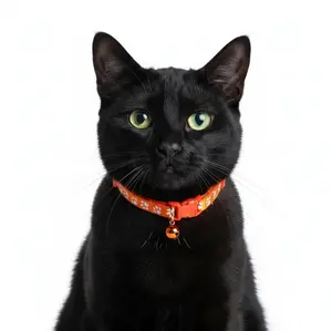 Fashion Cat Collar with Bell – Colorful Pattern Adjustable Necklace for Cats & Kittens